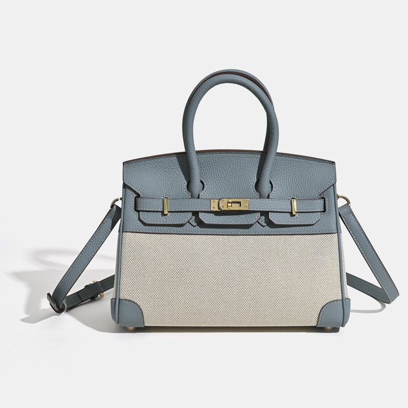 VitaBella™ Portofino – Tasche aus echtem Togo-Leder und Platin-Canvas – Ansicht 15