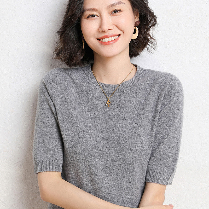 VitaCare™ SilkyRibbon Short-Sleeve Knit Pullover
