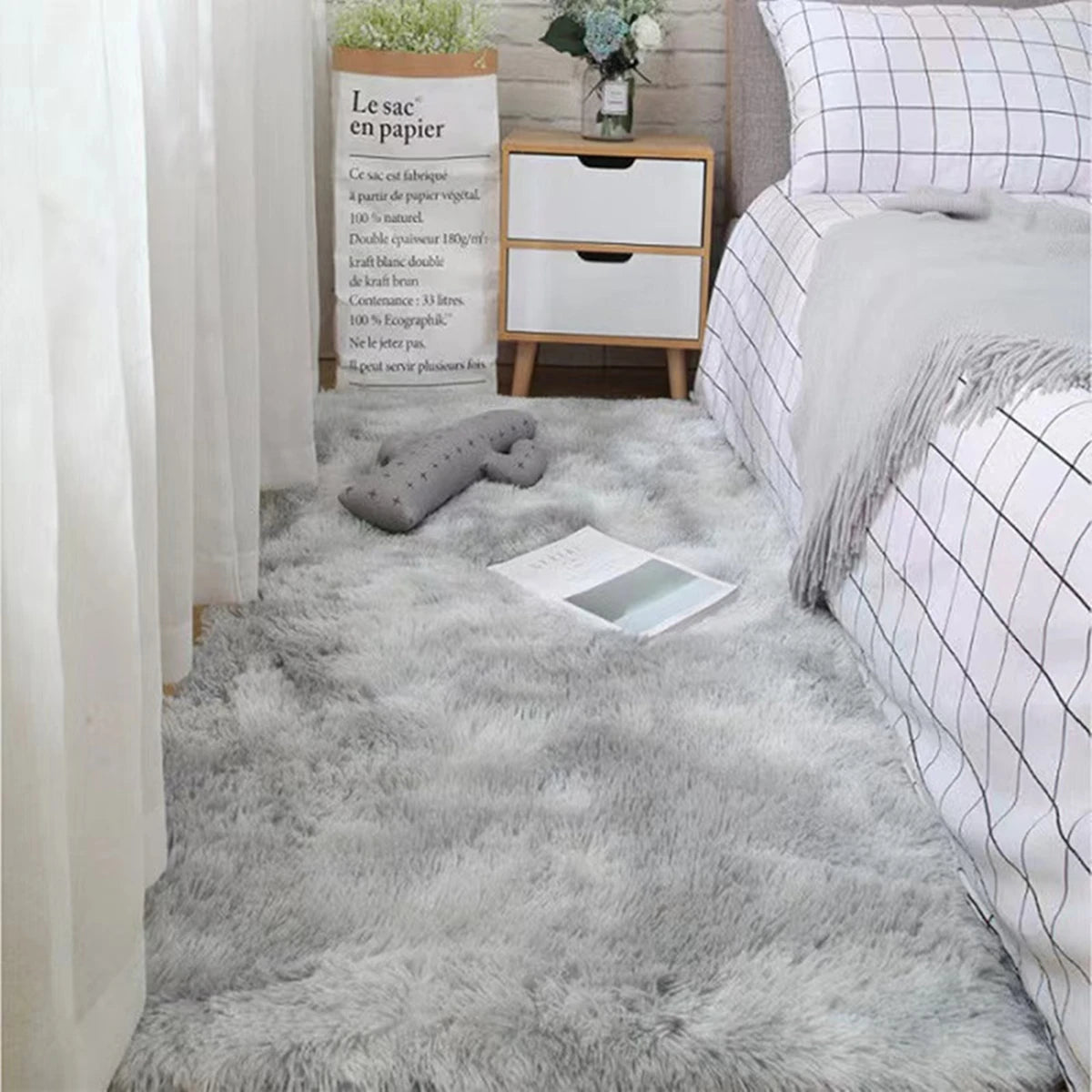 Teppich flauschig rutschfest für das Schlafzimmer – Ansicht 8
