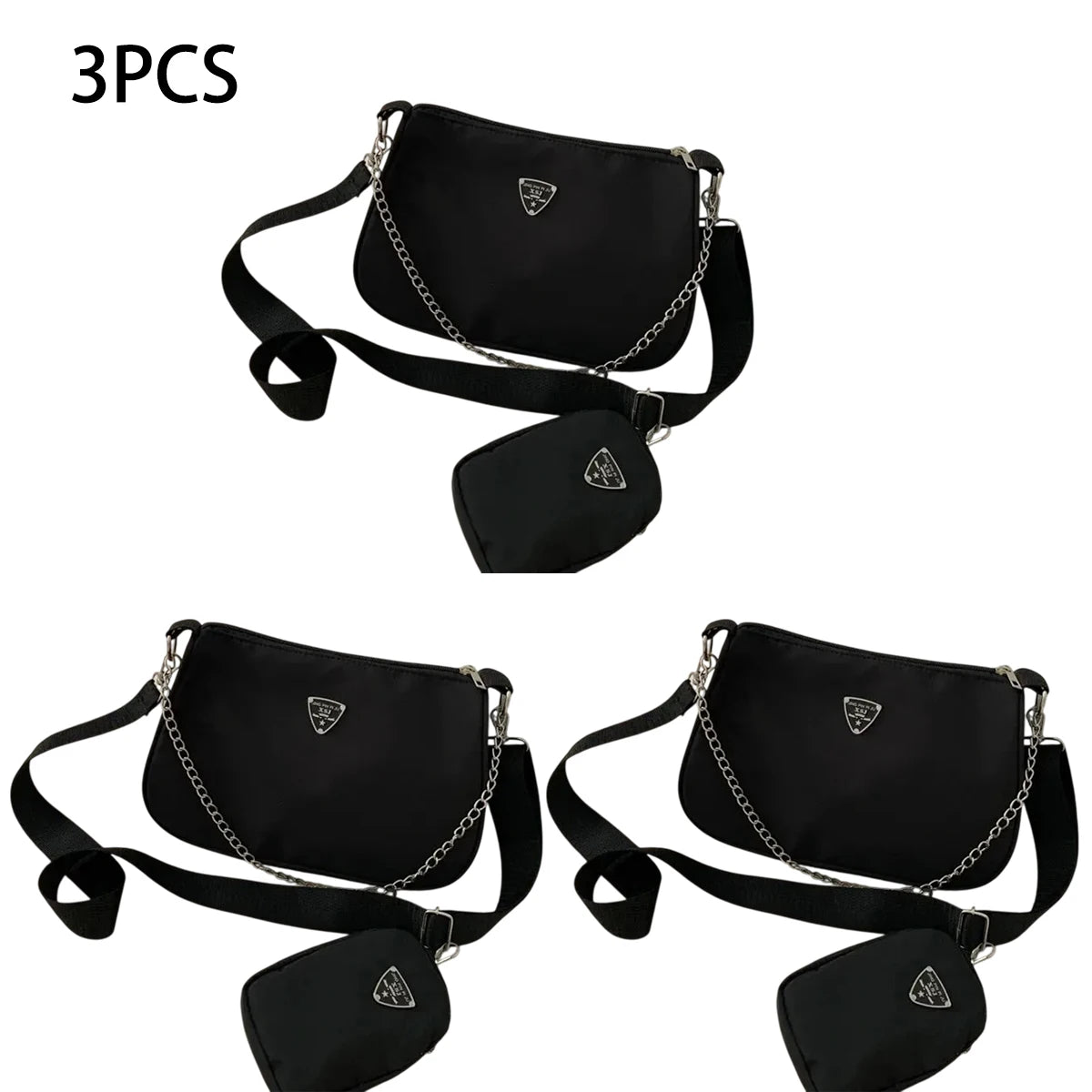 Umhängetasche kompakt aus Nylon, BLACK 3, (20cm<Max Length<30cm)