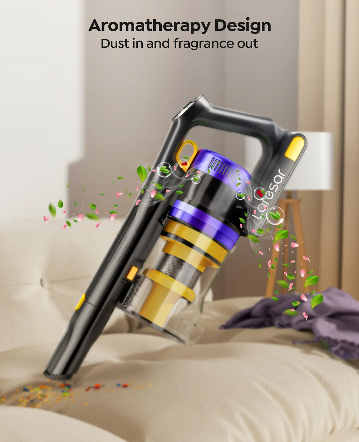Laresar X11 Cordless Vacuum Cleaner 550W 55KPA Suction Power Handheld Smart Home Dust Cup 60 Mins Runtime 3 Pcs Hepa Filte Set