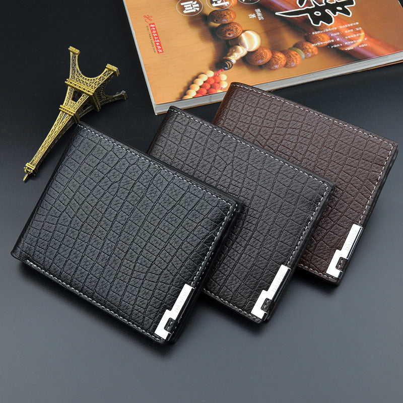 New Wallet Men's Short Wallet Men's Young Men's Korean-style Multi-card Retro Crocodile Pattern Fashionable Horizontal Soft Wallet – Ansicht 3