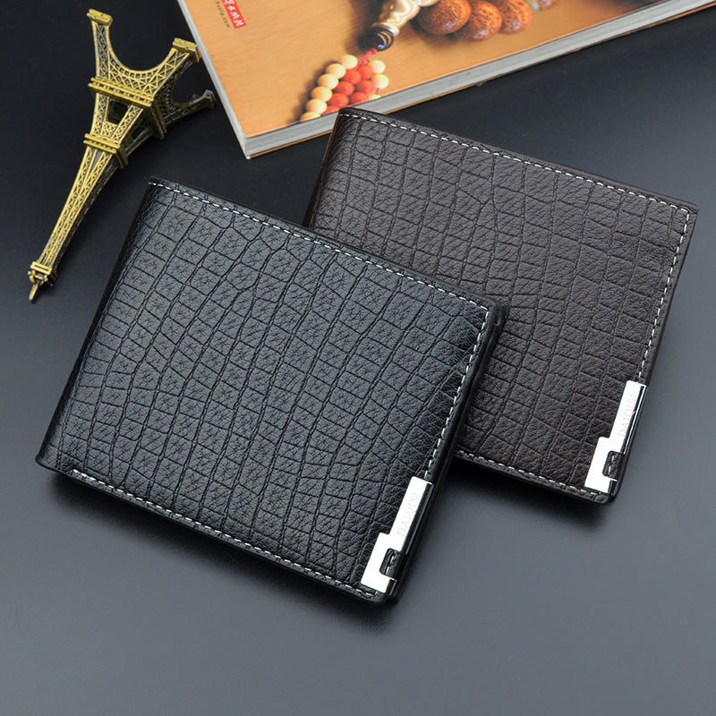 New Wallet Men's Short Wallet Men's Young Men's Korean-style Multi-card Retro Crocodile Pattern Fashionable Horizontal Soft Wallet