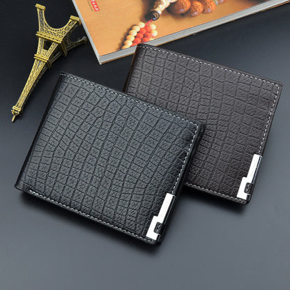 New Wallet Men's Short Wallet Men's Young Men's Korean-style Multi-card Retro Crocodile Pattern Fashionable Horizontal Soft Wallet