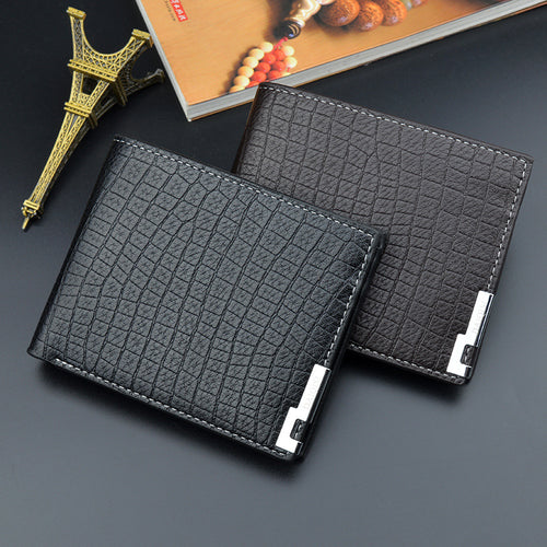 New Wallet Men's Short Wallet Men's Young Men's Korean-style Multi-card Retro Crocodile Pattern Fashionable Horizontal Soft Wallet