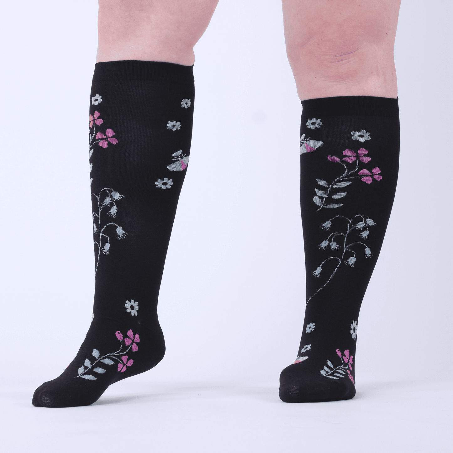 Kompressionsstrümpfe extra breit Blumen