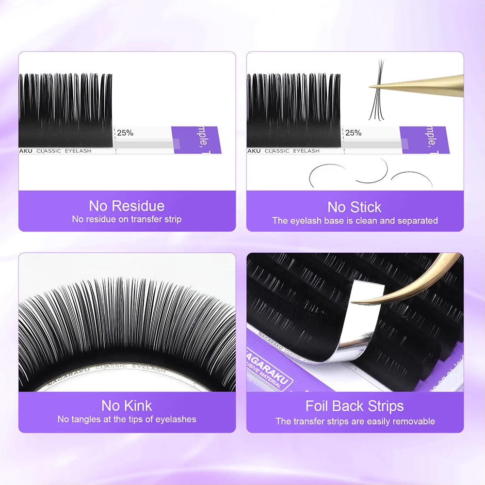 Vita NAGARAKU 16Rows Classic Individual Eyelash Extension Lashes Matte Black Professional Soft Natural