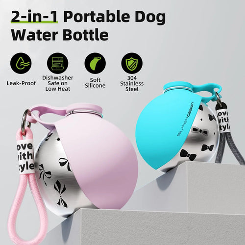 Hundetrinkflasche 2-in-1 für kleine Hunde auslaufsicher