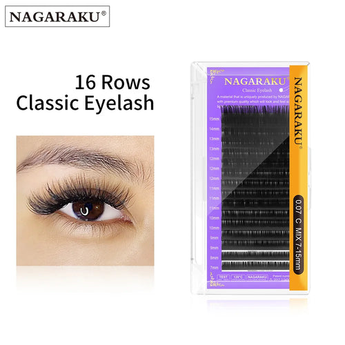 Vita NAGARAKU 16Rows Classic Individual Eyelash Extension Lashes Matte Black Professional Soft Natural