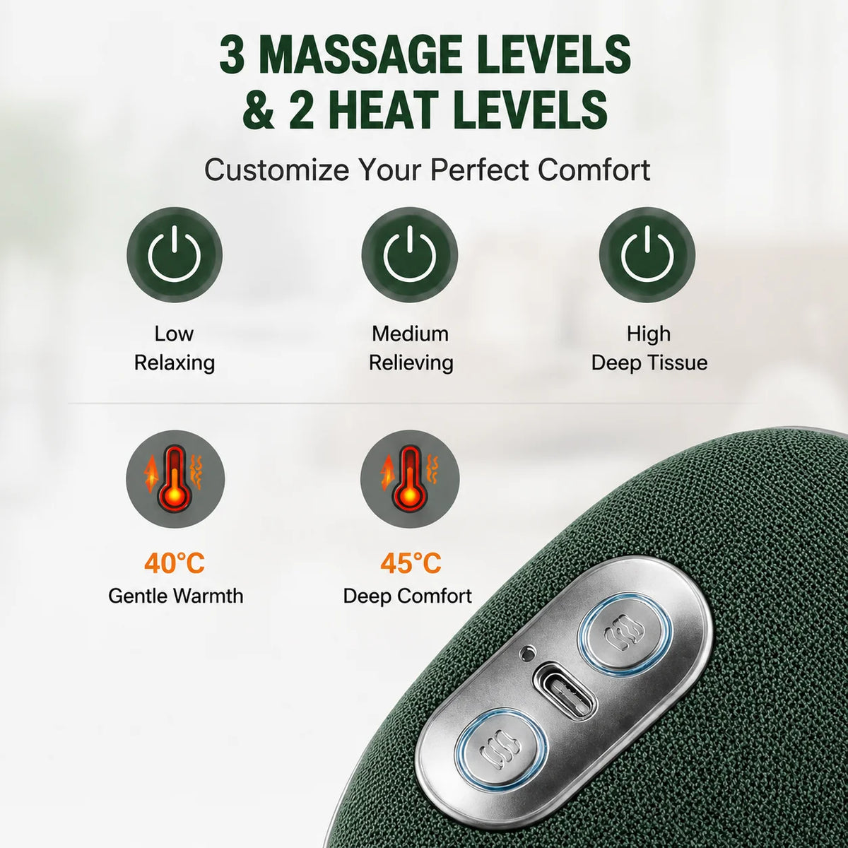 Nacken- und Schultermassagegerät mit Wärme Shiatsu – Ansicht 3