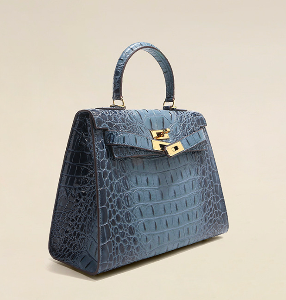 VitaBella™ Royale – 28 cm Tasche aus echtem Leder mit Krokodilprägung – Ansicht 8