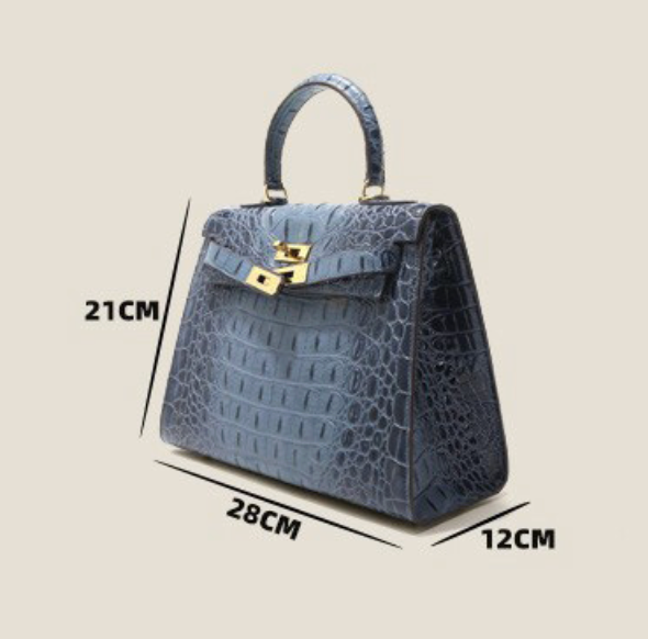 VitaBella™ Royale – 28 cm Tasche aus echtem Leder mit Krokodilprägung – Ansicht 4