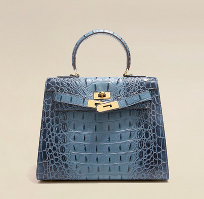 VitaBella™ Royale – 28 cm Tasche aus echtem Leder mit Krokodilprägung – Ansicht 6