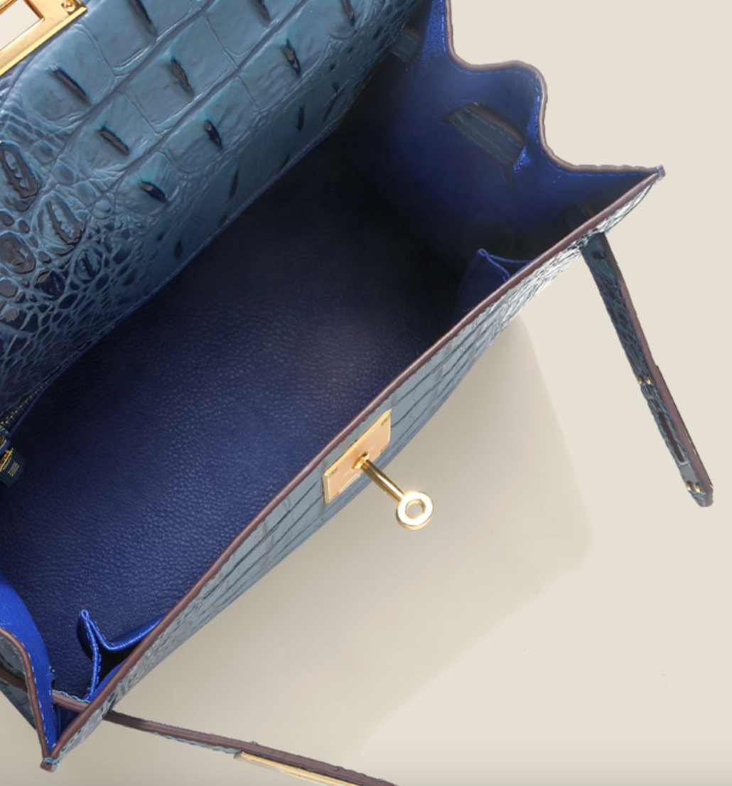 VitaBella™ Royale – 28 cm Tasche aus echtem Leder mit Krokodilprägung – Ansicht 11