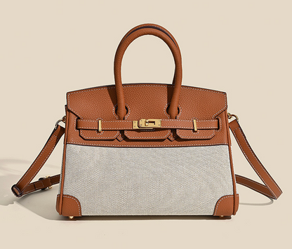 VitaBella™ Portofino – Tasche aus echtem Togo-Leder und Platin-Canvas – Ansicht 9