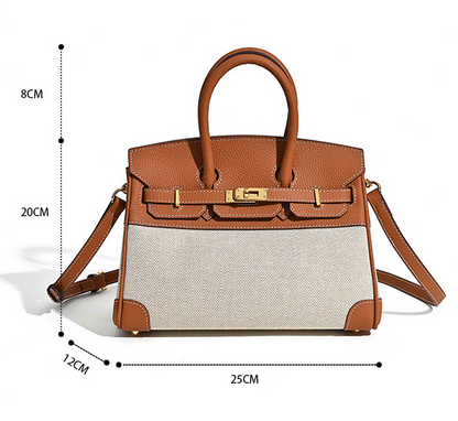 VitaBella™ Portofino – Tasche aus echtem Togo-Leder und Platin-Canvas – Ansicht 2