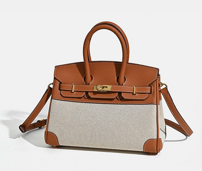 VitaBella™ Portofino – Tasche aus echtem Togo-Leder und Platin-Canvas – Ansicht 3