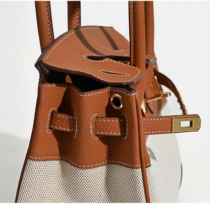 VitaBella™ Portofino – Tasche aus echtem Togo-Leder und Platin-Canvas – Ansicht 6