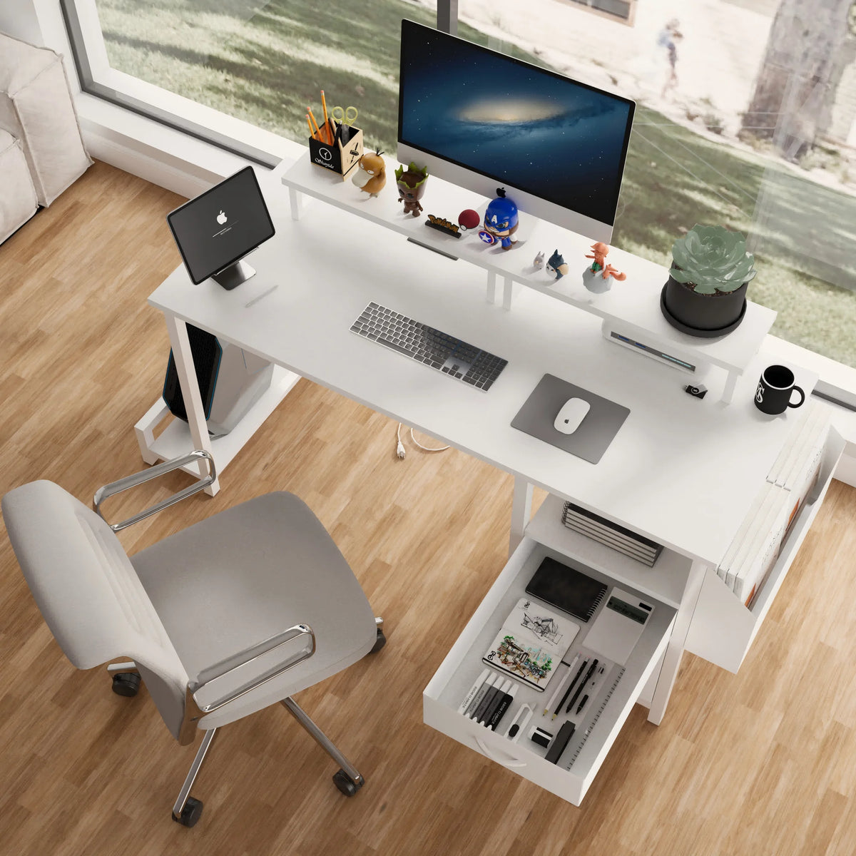 VitaHome™ ErgoPower Pro Office Desk with Monitor Stands