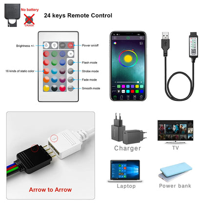 STARMAP USB Bluetooth RGB LED Strip Light with App Control (5050 SMD)