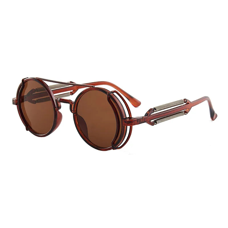 Classic Gothic Steampunk Sunglasses Luxury Brand Designer High Quality Men and Women Retro Round Pc Frame Sunglasses – Ansicht 20