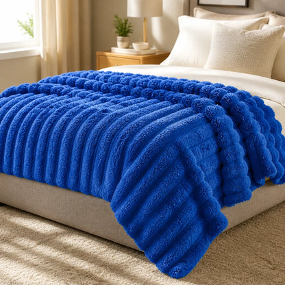 VitaHome™ CloudStripe Ultra-Soft Flannel Blanket