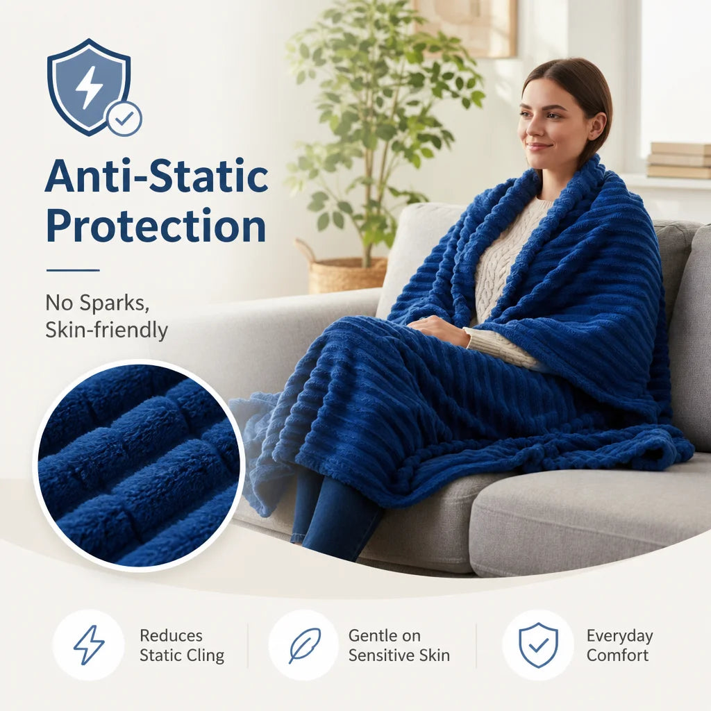VitaHome™ CloudStripe Ultra-Soft Flannel Blanket