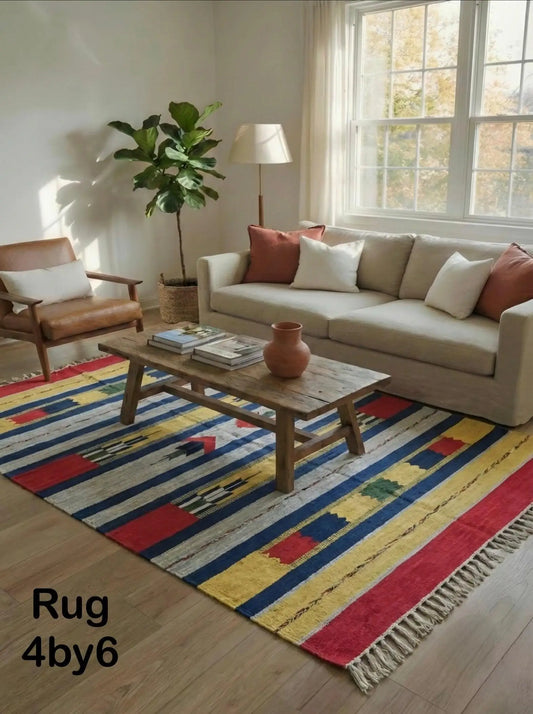 VitaHome™ BohoStripe Handwoven Cotton Area Rug
