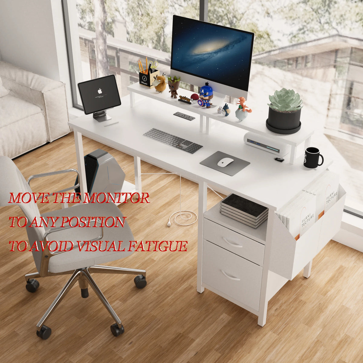 VitaHome™ ErgoPower Pro Office Desk with Monitor Stands