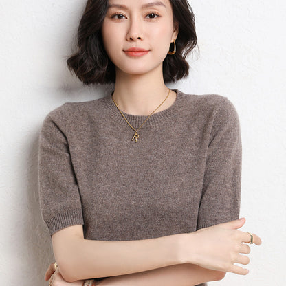 VitaCare™ SilkyRibbon Short-Sleeve Knit Pullover