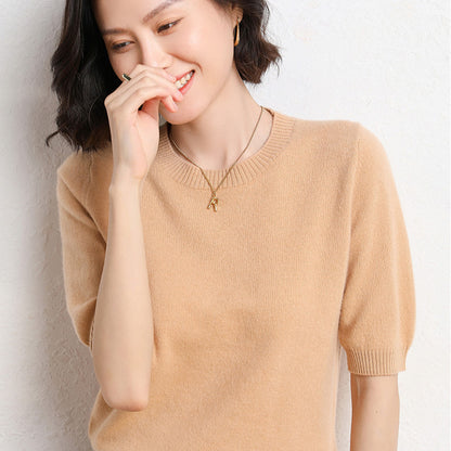 VitaCare™ SilkyRibbon Short-Sleeve Knit Pullover