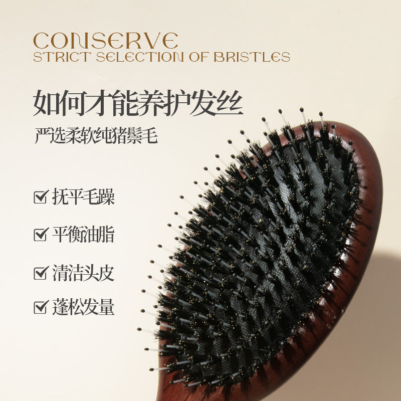 Natural and Authentic Boar Bristle Air Cushion Comb Air Bag Massage Comb Scalp Meridian Fluffy Bamboo Comb Beech Wood Comb Wholesale – Ansicht 4