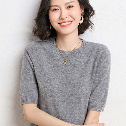 VitaCare™ SilkyRibbon Short-Sleeve Knit Pullover