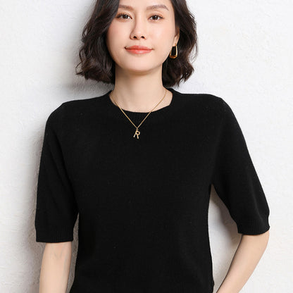 VitaCare™ SilkyRibbon Short-Sleeve Knit Pullover