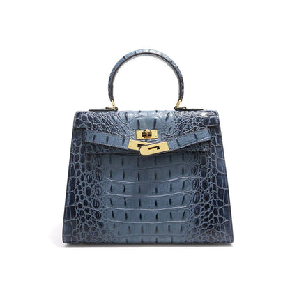 VitaBella™ Royale – 28 cm Tasche aus echtem Leder mit Krokodilprägung