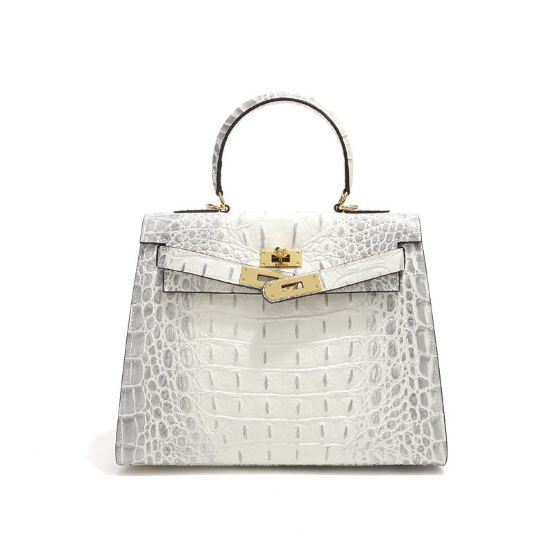 VitaBella™ Royale – 28 cm Tasche aus echtem Leder mit Krokodilprägung – Ansicht 12
