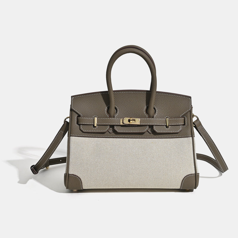VitaBella™ Portofino – Tasche aus echtem Togo-Leder und Platin-Canvas – Ansicht 11