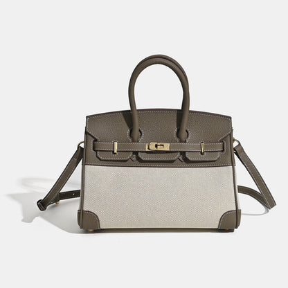 VitaBella™ Portofino – Tasche aus echtem Togo-Leder und Platin-Canvas – Ansicht 11