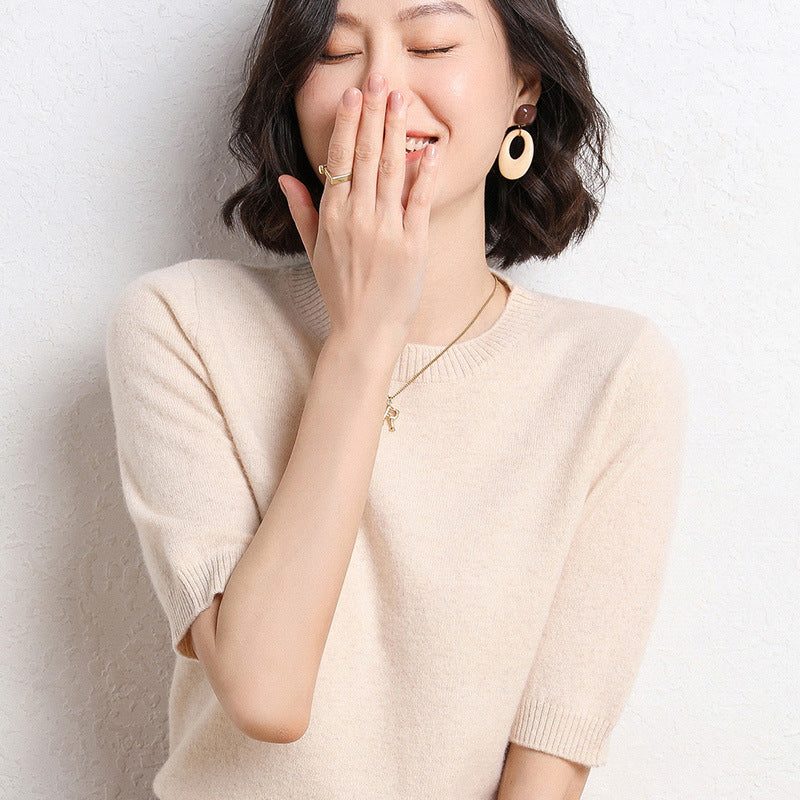 VitaCare™ SilkyRibbon Short-Sleeve Knit Pullover