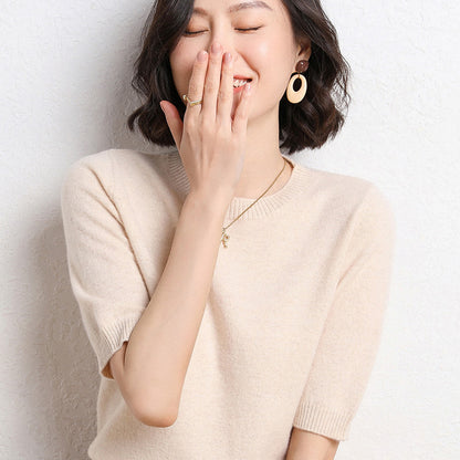 VitaCare™ SilkyRibbon Short-Sleeve Knit Pullover