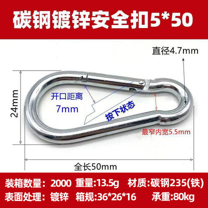 Vital™ Heavy-Duty Stainless Steel Spring Safety Carabiner & Climbing Snap Hook
