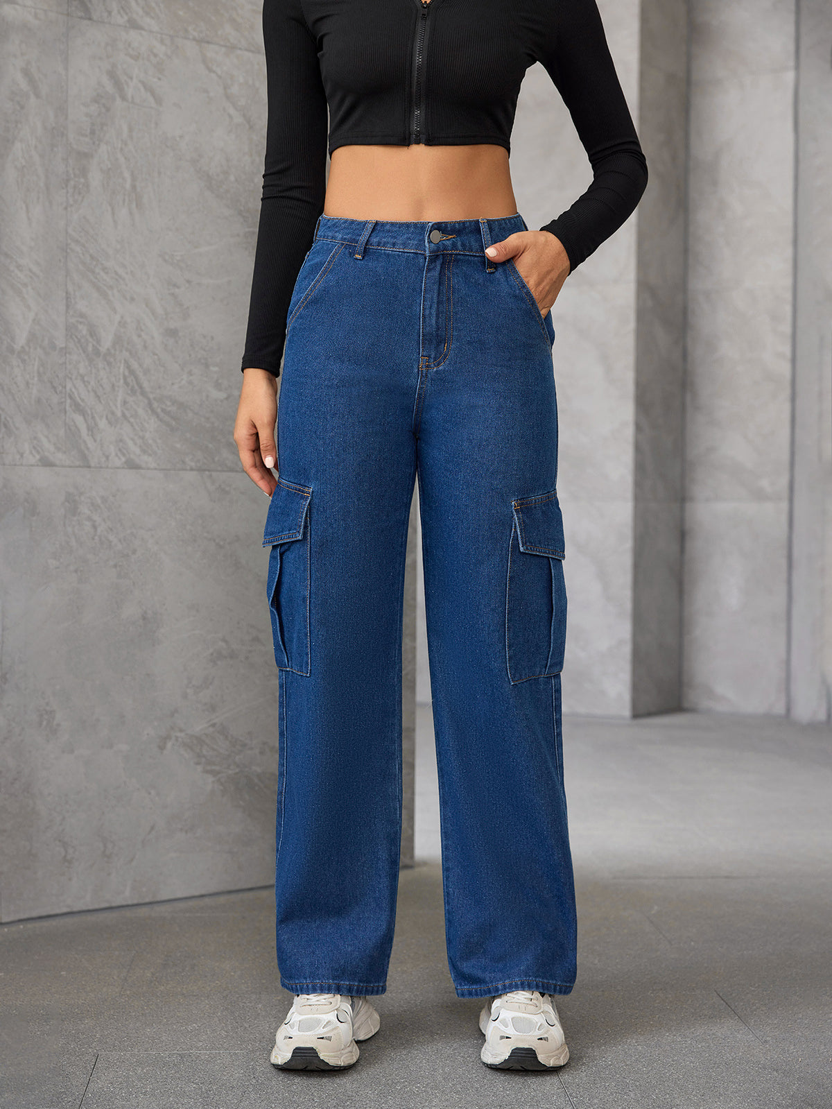 VitaCare™ StreetVibe High-Waist Loose Washed Denim Pants