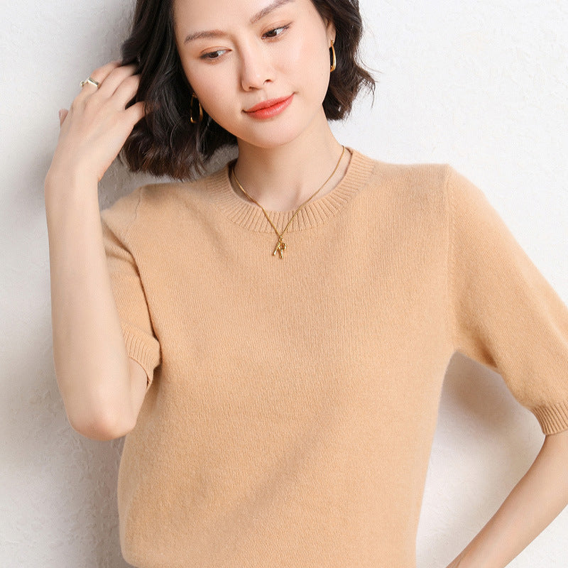 VitaCare™ SilkyRibbon Short-Sleeve Knit Pullover