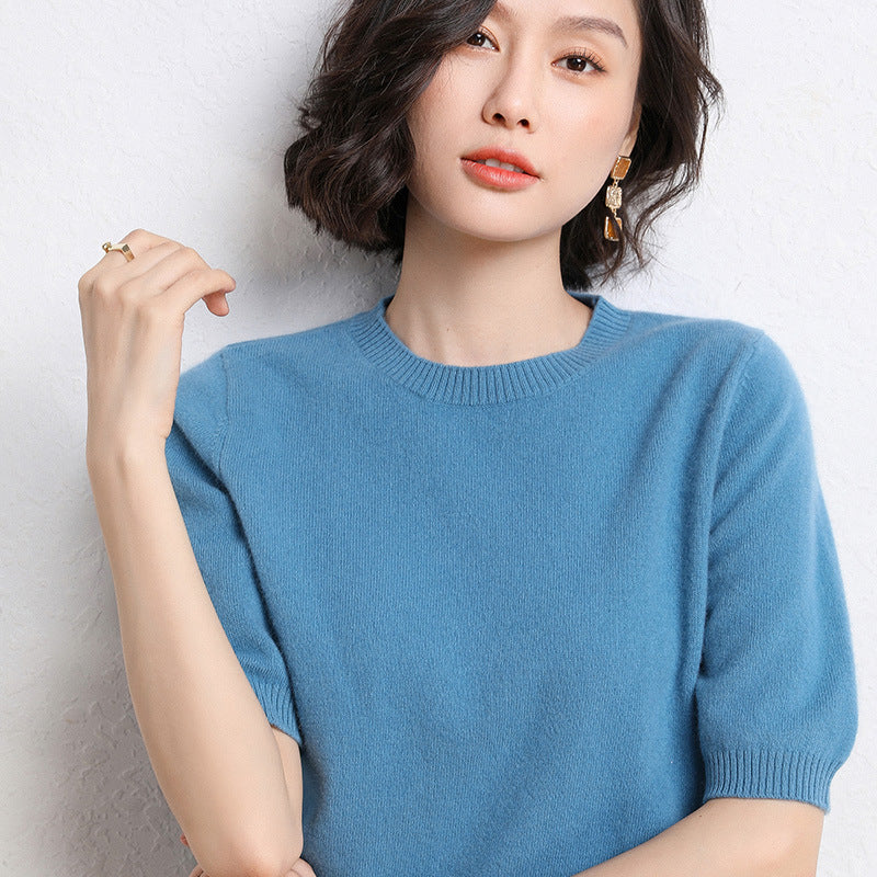 VitaCare™ SilkyRibbon Short-Sleeve Knit Pullover