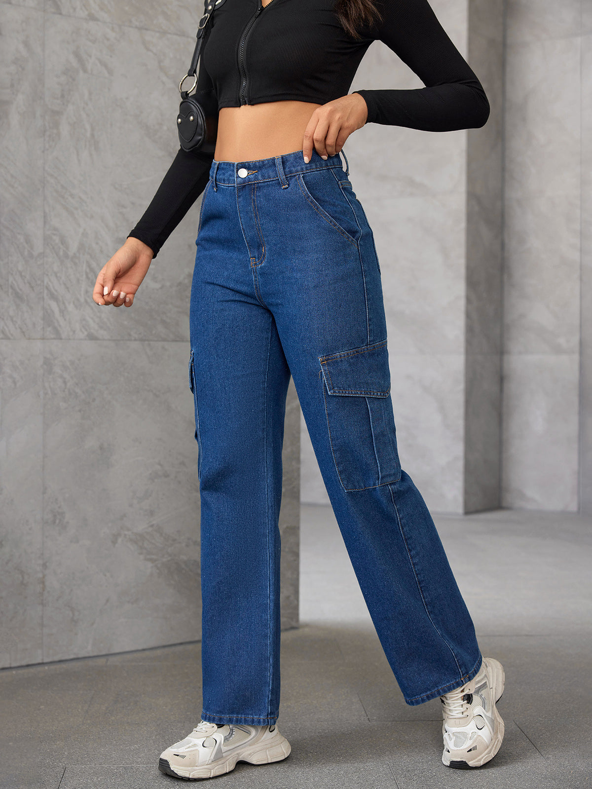 VitaCare™ StreetVibe High-Waist Loose Washed Denim Pants