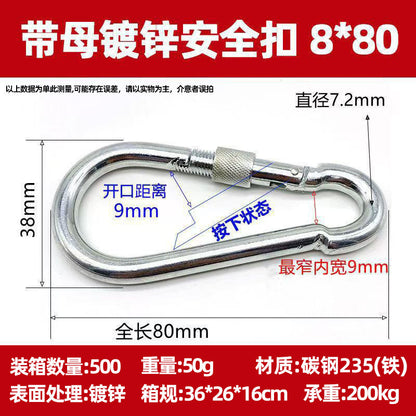 Vital™ Heavy-Duty Stainless Steel Spring Safety Carabiner & Climbing Snap Hook