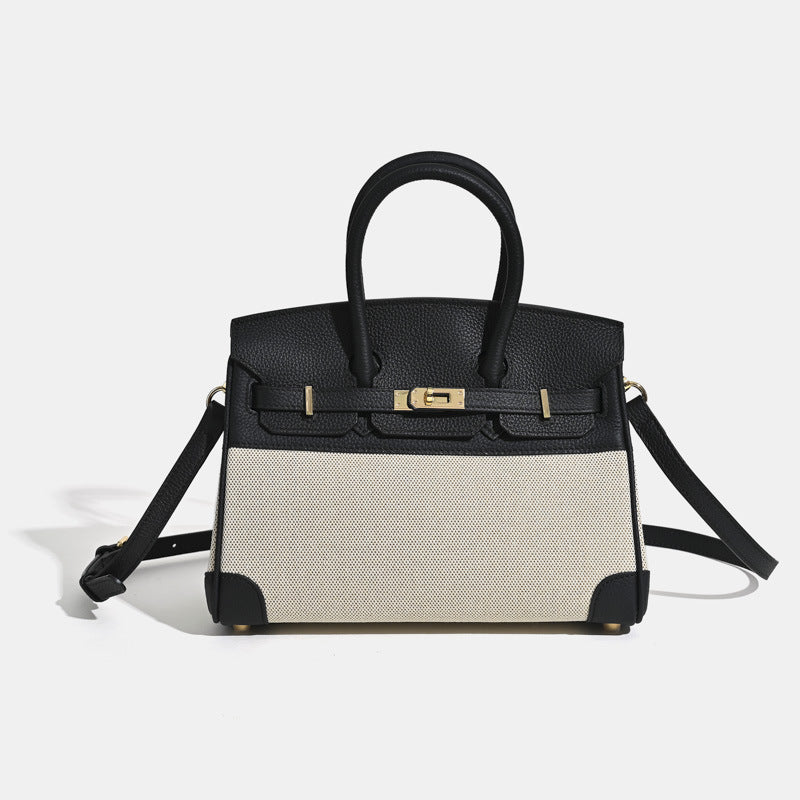 VitaBella™ Portofino – Tasche aus echtem Togo-Leder und Platin-Canvas – Ansicht 12