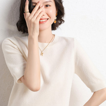 VitaCare™ SilkyRibbon Short-Sleeve Knit Pullover