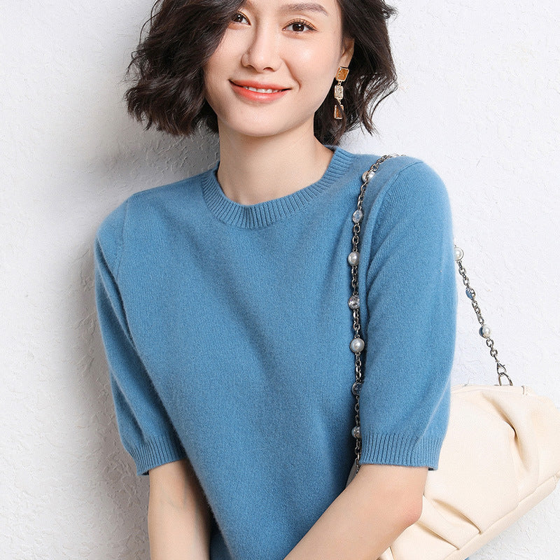 VitaCare™ SilkyRibbon Short-Sleeve Knit Pullover