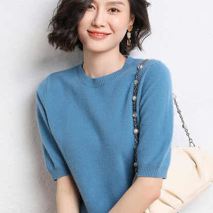 VitaCare™ SilkyRibbon Short-Sleeve Knit Pullover